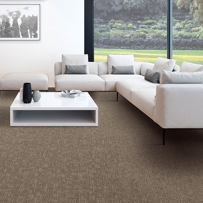 Living room with carpet flooring